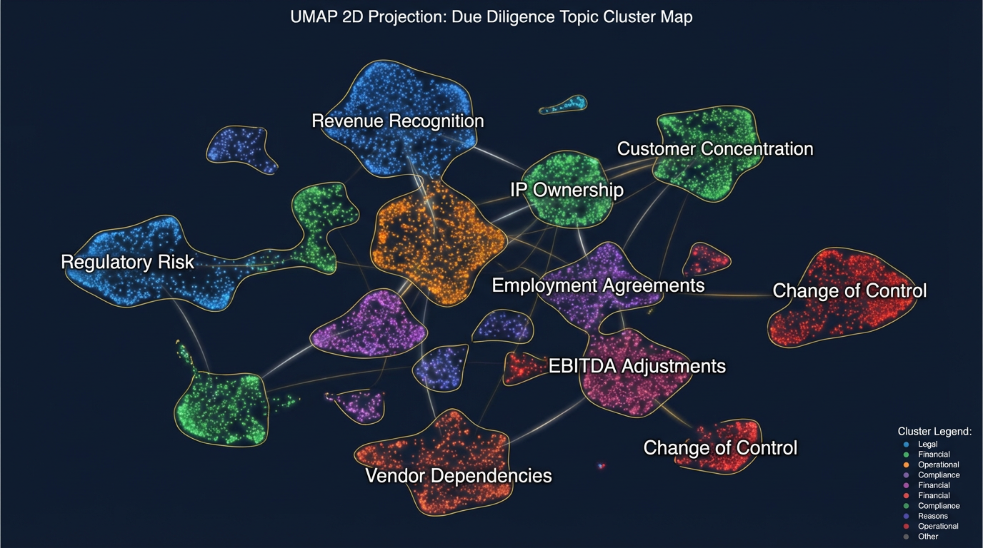 Data room topic and risk cluster map